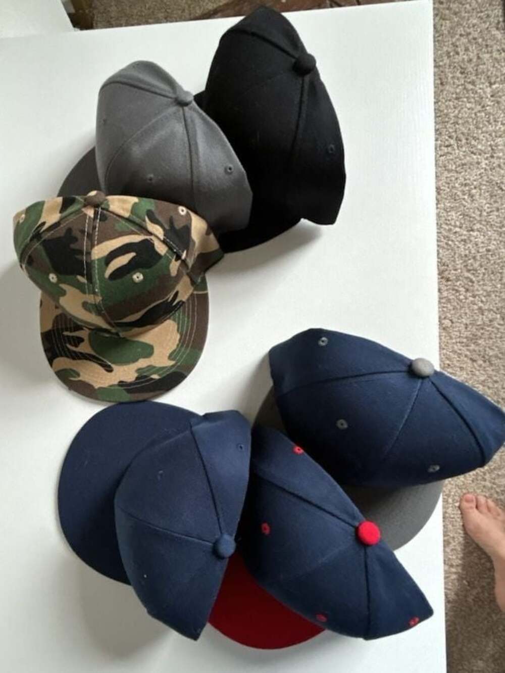 J&W Multi-Color Snapback  Set of 6 Style Flat Brim  Caps